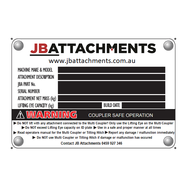 JB POWERTILT/MULTI COUPLER ID PLATE